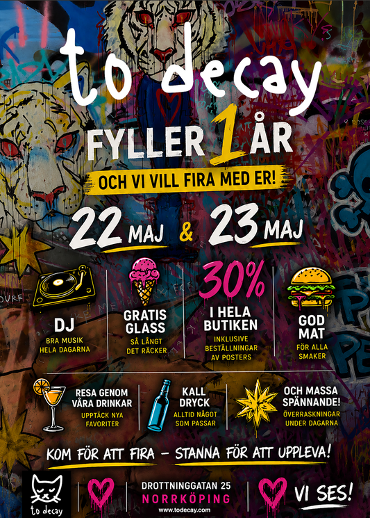 To Decay (Drottninggatan) fyller 1 år — och vi vill fira med er!!